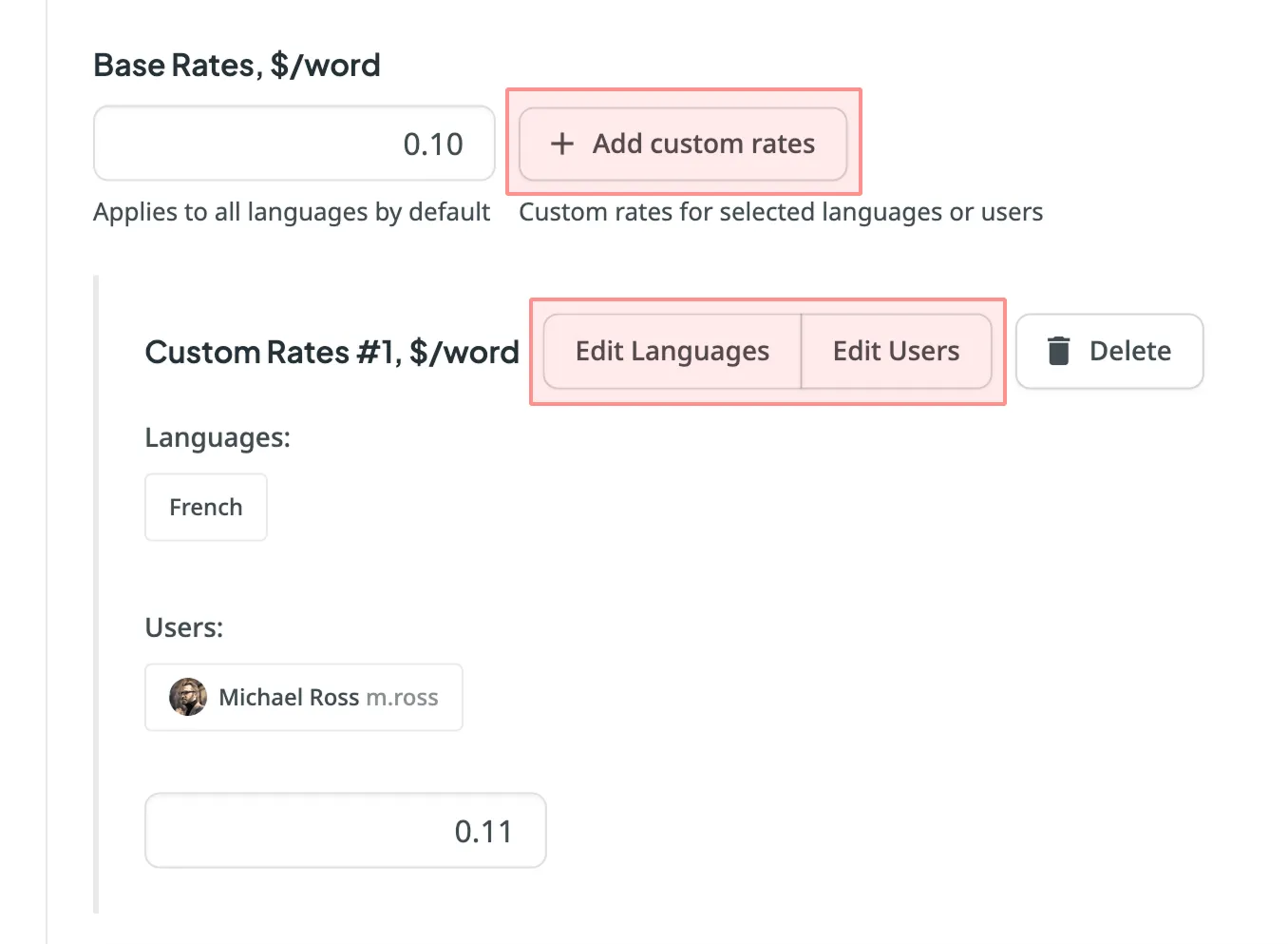 Adding Custom Rates